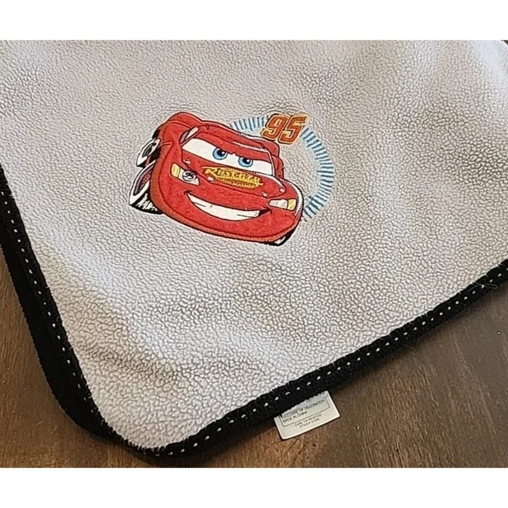 Disney Cars Lightning McQueen Grey Blanket Size 60 X 50 FLeece Plush Throw Pixar
